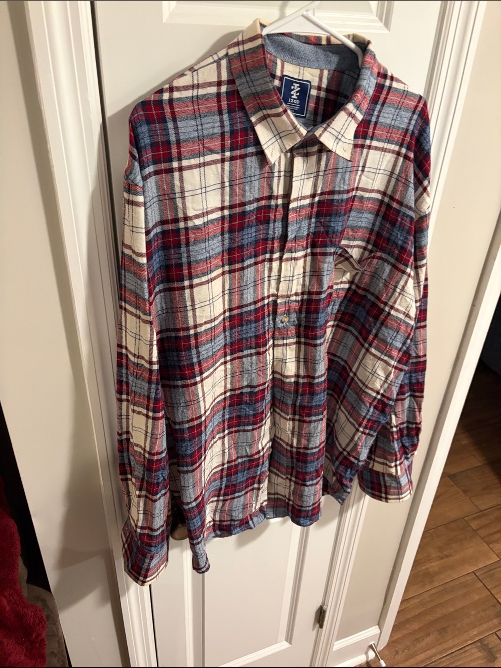 Izod Men's Plaid Button-Down Shirt in Blue, Red & Cream